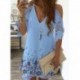 Women Floral Print Dress Sexy V-Neck Off Shoulder Sling Dress Elegant Lace Half Sleeve Party Dress Plus Size Sundress Mini Dress