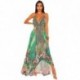 Yg brand women's 2021 summer new sexy open back large V-neck sling retro printed Bohemian long dress