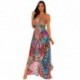 Yg brand women's 2021 summer new sexy open back large V-neck sling retro printed Bohemian long dress