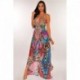 Yg brand women's 2021 summer new sexy open back large V-neck sling retro printed Bohemian long dress