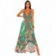 Yg brand women's 2021 summer new sexy open back large V-neck sling retro printed Bohemian long dress