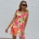 A Perspective of the New Summer 2021 Female Printed Coloured Screen woman dress  punk rave dress